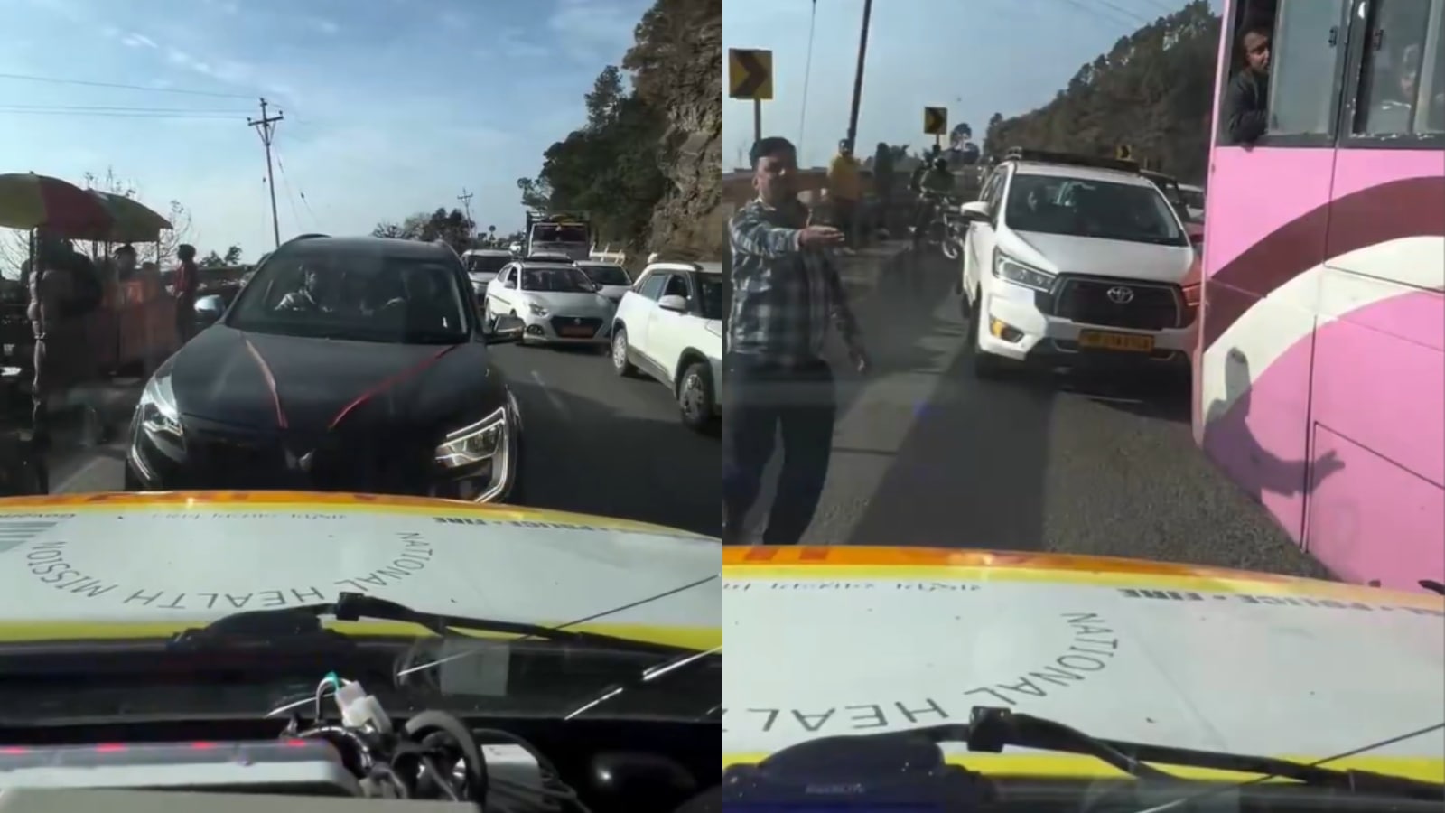 Cars block ambulance on narrow Himachal road; dashcam video triggers civic sense debate