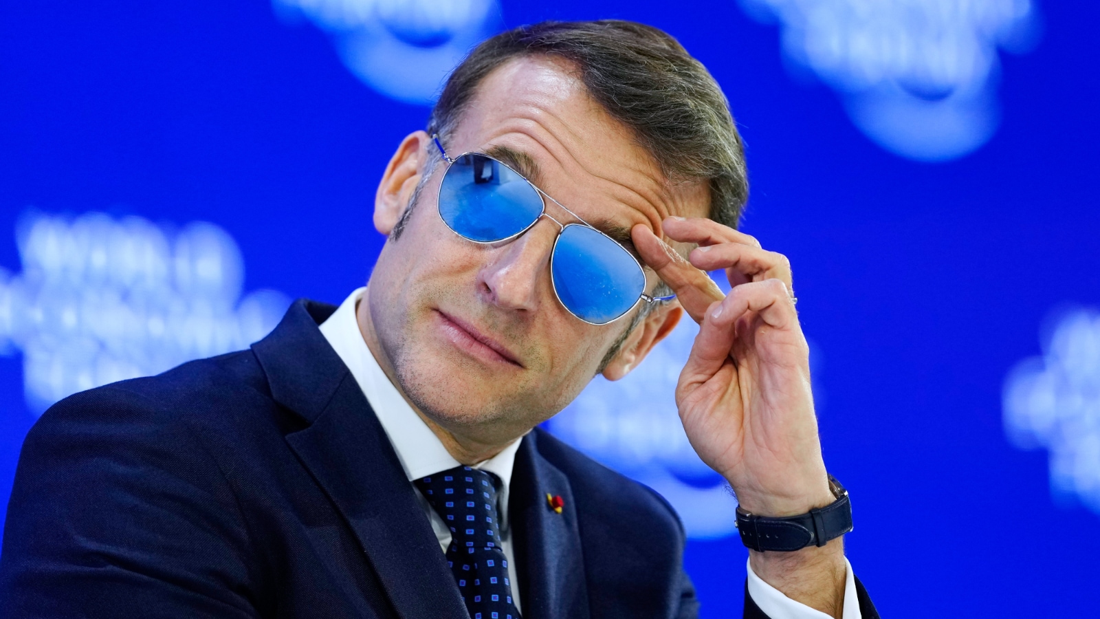 Here is why French President Emmanuel Macron was wearing sunglasses at WEF Davos
