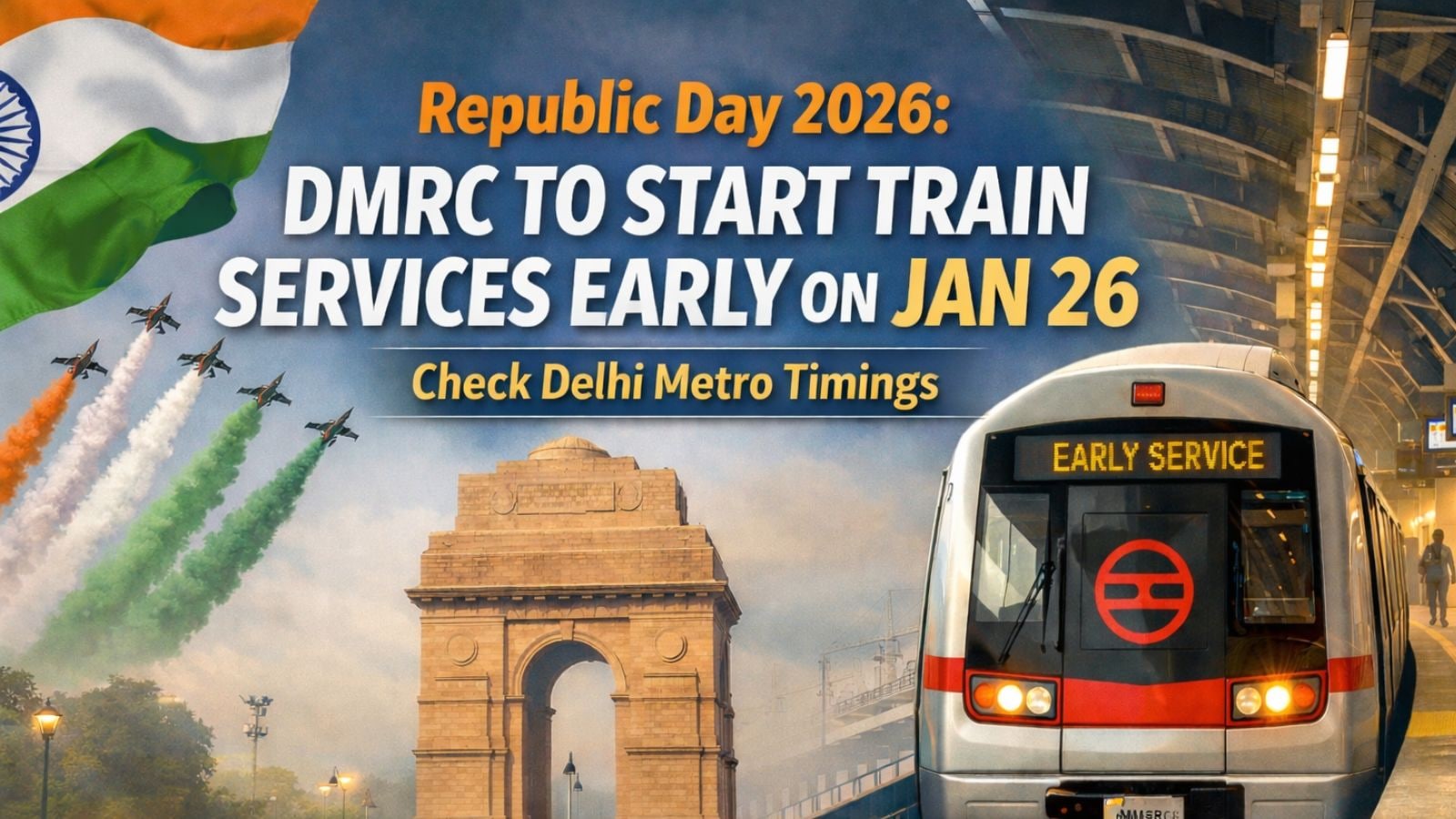 Republic Day 2026: DMRC to start train services early on Jan 26 – check Delhi Metro timings