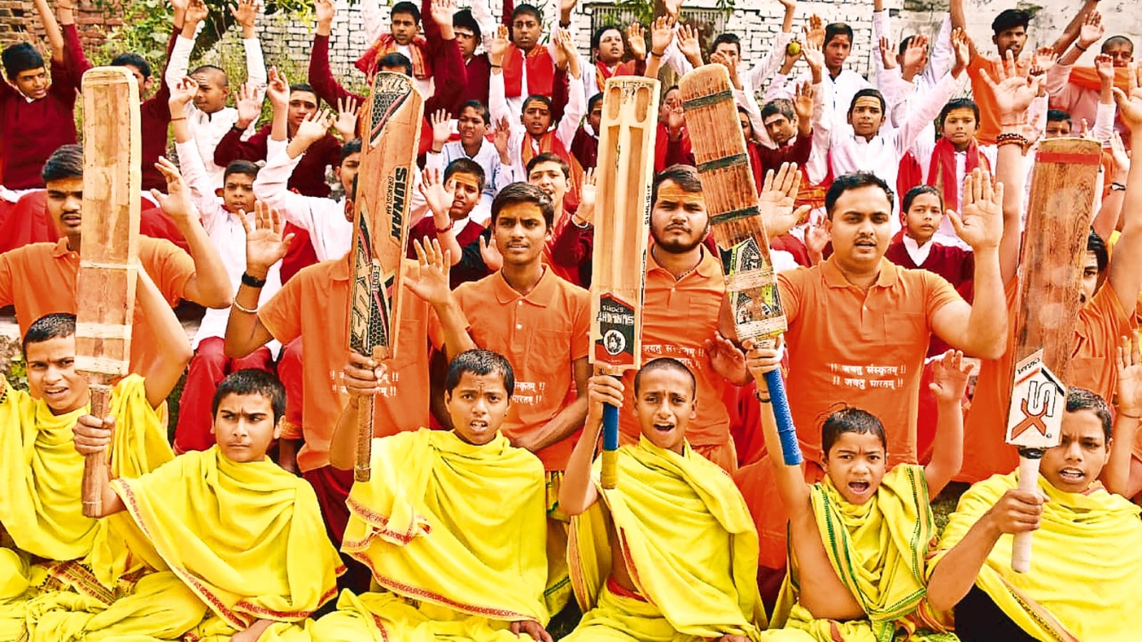 Sporting tilak & dhoti-kurta, Vedic scholars from Varanasi Sanskrit colleges give cricket a shot