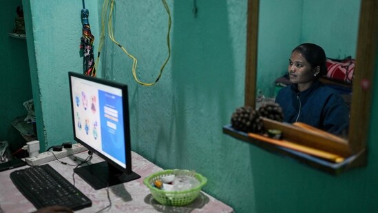 An AI data labeller working on her computer in Ranchi. India, which will host an international AI summit this month, has ambitious plans in the tech sector. (Photo: Representative/AFP )