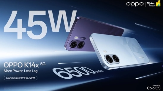 Oppo K14X 5G smartphone is launching in India on 10 February, 2026. (Oppo )