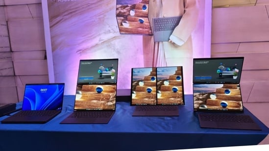 ASUS unveiled the Zenbook S14, Zenbook Duo and Zenbook A14 in India, alongside the Zenbook A16 and a refreshed Vivobook series. (HT Photo)