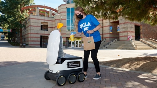 Starship has had to build a sensor array that its six-wheeled couriers, each the size of a beer cooler, can use to guide themselves along the pavements come rain or shine. (Starship Technologies)